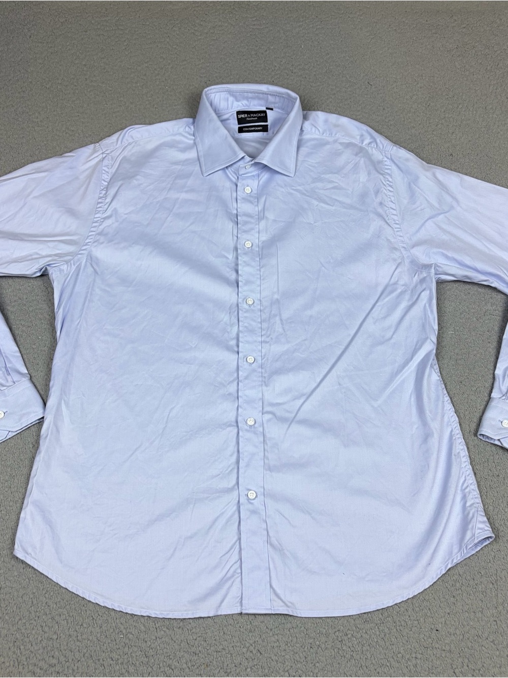 Spier & Mackay Dress Shirt Mens 17.5 Light Purple with Point Collar Contemporary
